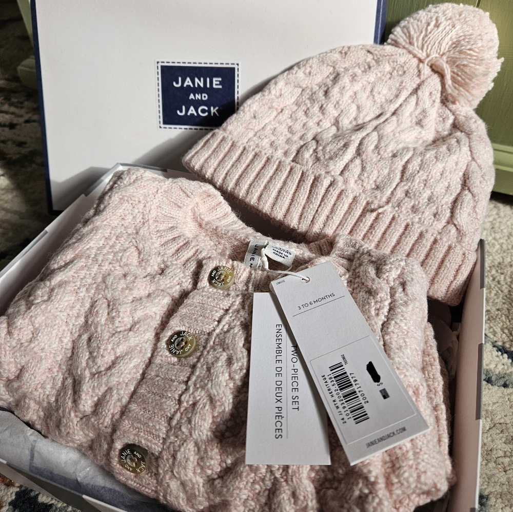 Janie and Jack Pink Knit Two-Piece Set NWT Size 3-6 Months